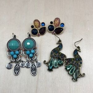 Curated bundle vintage and modern bejeweled statement earrings.